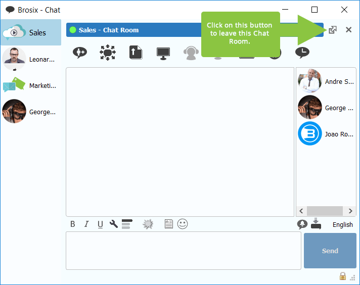 How To Leave A Team Chat Room Brosix Help Library