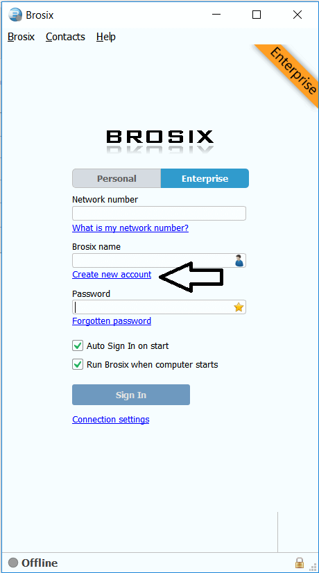 create account in Brosix