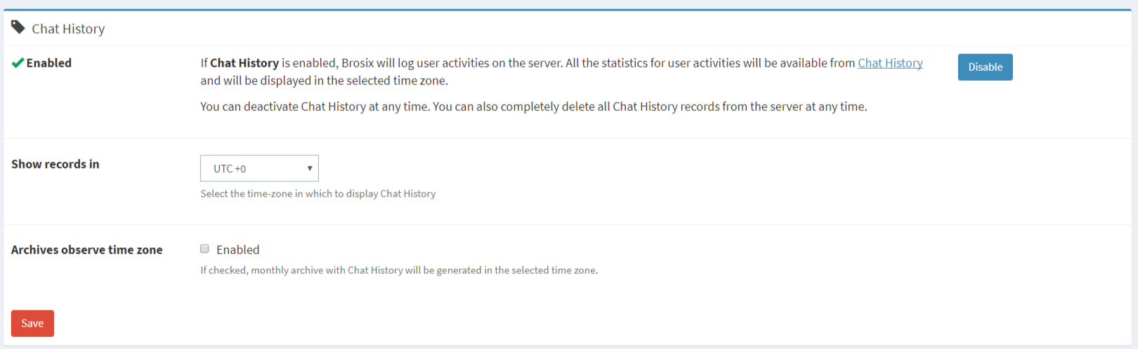 We control panel timezone setting