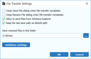 Brosix File Transfer Settings