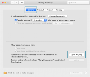 Go to Security & Privacy General Open Anyway